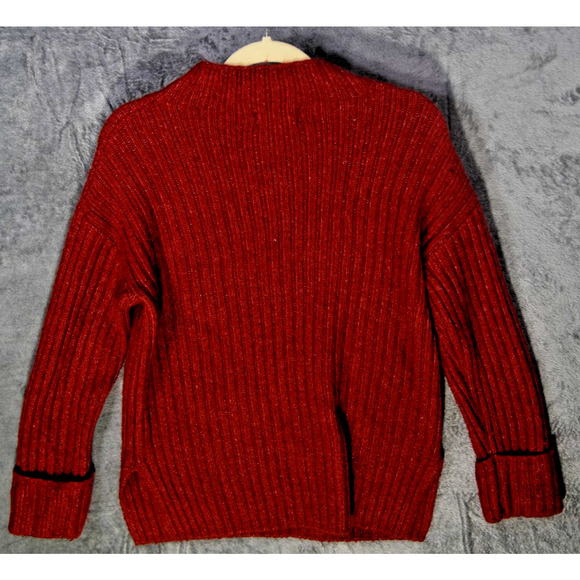 Old Navy Women’s Red Ribbed Tunic Sweater Size Small Soft Knit Pullover - Picture 3 of 5
